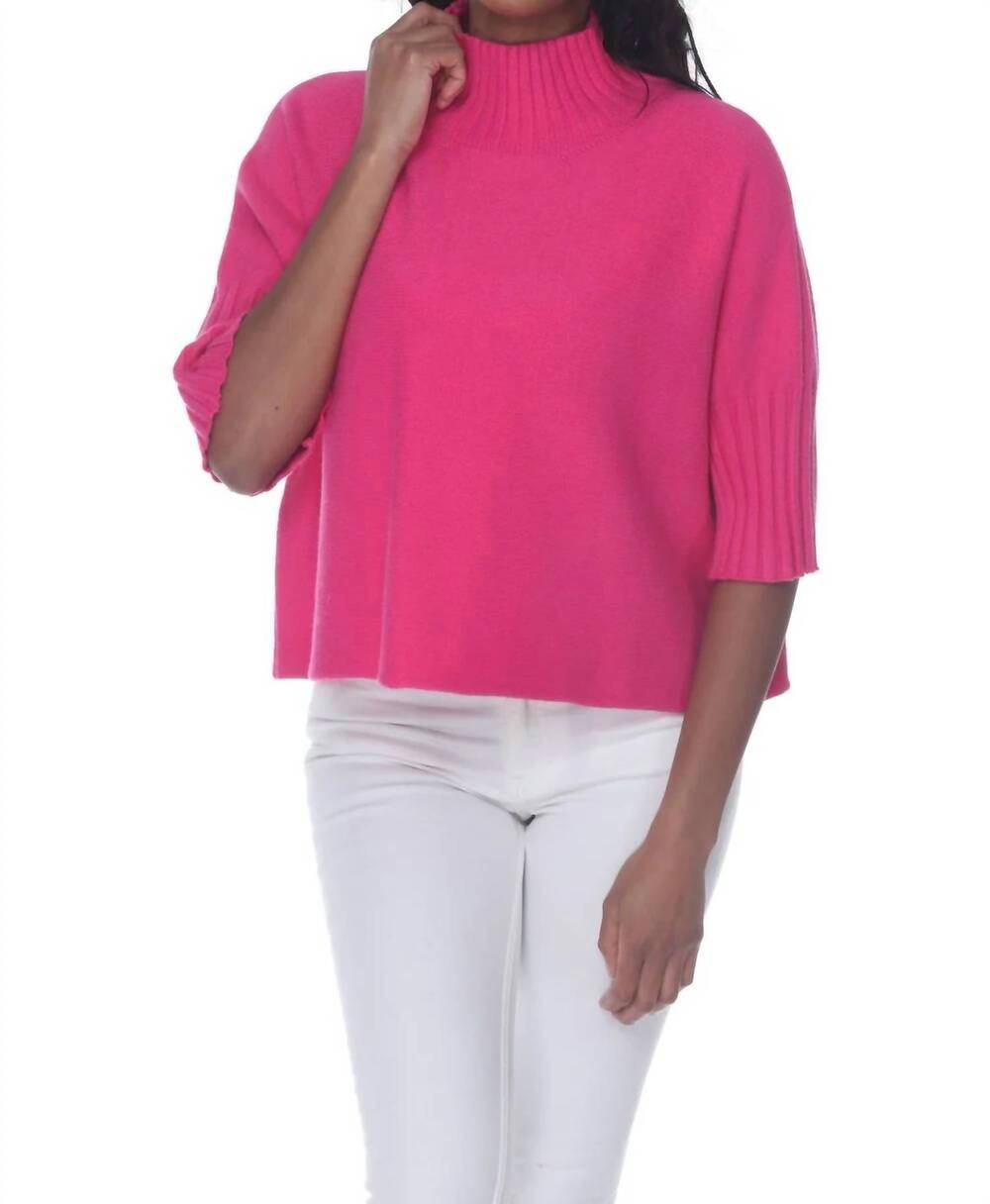 NEW RAIN + ROSE natasha classic knit sweater top in fuchsia